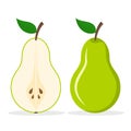 Pear fresh fruit vector icon. Cartoon pear illustration organic green flat fruit background symbol Royalty Free Stock Photo