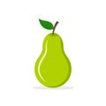 Pear fresh fruit vector icon. Cartoon pear illustration organic green flat fruit background symbol