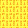 Pear fruit color vector plain seamless pattern. Simplified retro illustration. Wrapping or scrapbook paper background