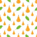 Pear fruit color vector plain seamless pattern. Simplified retro illustration. Wrapping or scrapbook paper background