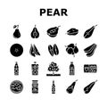 pear fruit green white leaf food icons set vector Royalty Free Stock Photo