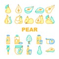 pear fruit half food slice icons set vector Royalty Free Stock Photo