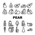 pear fruit half food slice icons set vector Royalty Free Stock Photo