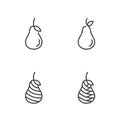 Pear fruit icons outline stroke set design illustration black and white color Royalty Free Stock Photo