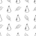 Pear fruit leaf vector plain seamless pattern. Simplified retro illustration. Wrapping or scrapbook paper background