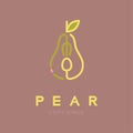 Pear fruit with spoon and fork logo icon outline stroke set design illustration Royalty Free Stock Photo