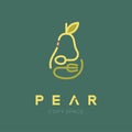 Pear fruit with spoon and fork logo icon outline stroke set design illustration Royalty Free Stock Photo