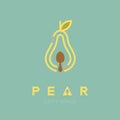 Pear fruit with spoon logo icon outline stroke set design illustration Royalty Free Stock Photo