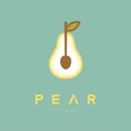 Pear fruit with spoon logo icon set design illustration isolated on green background Royalty Free Stock Photo