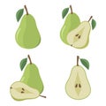 Pear fruit on a white background.