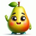 Pear funny cartoon. Healthy food. AI generated