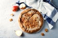 Pear galette cake with walnuts and cinnamon