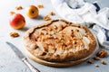 Pear galette cake with walnuts and cinnamon