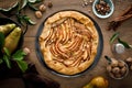 Pear galette with walnuts, cinnamon and lemon zest