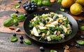 Pear Gorgonzola cheese, blueberries and Walnut Salad. Healthy food Royalty Free Stock Photo