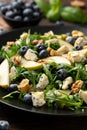 Pear Gorgonzola cheese, blueberries and Walnut Salad. Healthy food Royalty Free Stock Photo