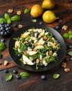 Pear Gorgonzola cheese, blueberries and Walnut Salad. Healthy food Royalty Free Stock Photo