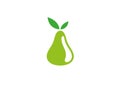 Pear green fruit with leaf for logo design