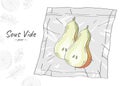 Pear halves in plastic vacuum bag