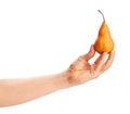 pear in hand path isolated Royalty Free Stock Photo