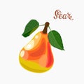Pear icon in flat style. Vector illustration on white background. Royalty Free Stock Photo
