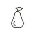 Pear icon vector. Outline fruit, line pear symbol.