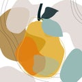 Pear illustration. Blurred colored spots.
