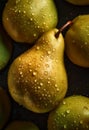 Pear Isolated on black Background. fresh Pear collection on stone background, top view. Tasty and healthy food