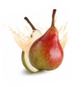 Pear with juice splash on white Royalty Free Stock Photo