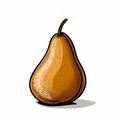 Cartoon Style Pear Drawing On White Background