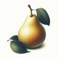 pear with leaves isolated on white background. ai generative Royalty Free Stock Photo