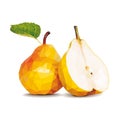Ripe, sweet pear fruit in the style of low-poly yellow. Vector Royalty Free Stock Photo