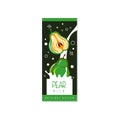 Pear milk logo original design, label for natural healthy dairy product with fresh fruit vector Illustration on a white