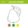 Pear - painting page, color by numbers. Worksheet for education. Game for kids Royalty Free Stock Photo