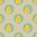 Pear pattern. Seamless texture with ripe pears