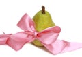 Pear and pink ribbon Royalty Free Stock Photo