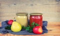 Home canning: pear puree, and tomato juice