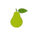 Pear. A ripe green pear. Fresh garden fruit. A vegetarian product. Vector illustration isolated on a white background Royalty Free Stock Photo