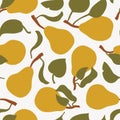 Seamless pattern with delicious fruit pears. Surface design. Royalty Free Stock Photo