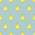 Pear seamless pattern in azure and yellow color Royalty Free Stock Photo