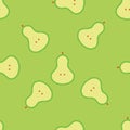 Pear in flat style seamless pattern. Polka dot raw fruit background.  V Royalty Free Stock Photo