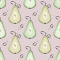 Pear seamless pattern fruits texture pastel background