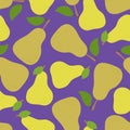 Pear seamless pattern. Hand drawn fresh yellow fruit. Fashion design. Vector sketch background. Doodle wallpaper. Food print for Royalty Free Stock Photo