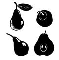 Pear black and white vector stock illustration