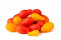 Pear-shape tomatoes red and yellow colors isolated