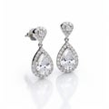 Pear Shaped Diamond Drop Earrings In 18k White Gold