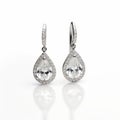 Pear Shaped Diamond Halo Drop Earrings In White Gold Royalty Free Stock Photo
