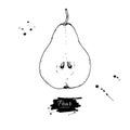 Pear slice vector drawing. hand drawn object on white b Royalty Free Stock Photo