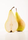 Pear, Sliced Pears on white background with reflections, modern design, centered Royalty Free Stock Photo