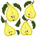 Pear slices. Vector grainy set Royalty Free Stock Photo